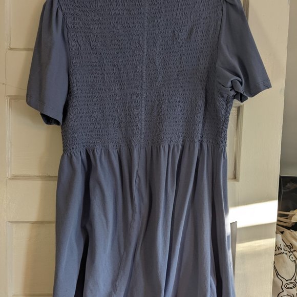 Shirred t-shirt in soft blue/lilla - Picture 4 of 5